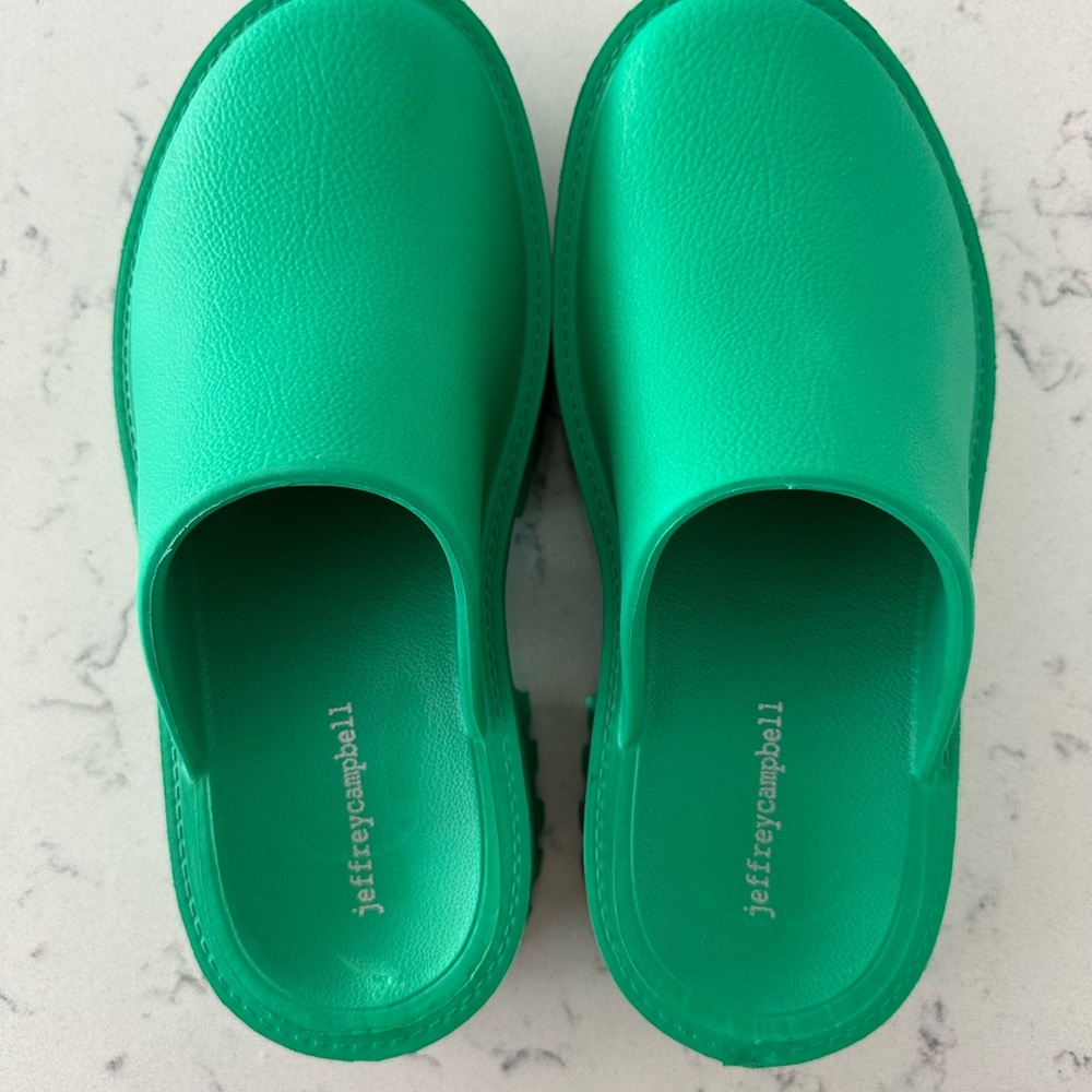 Jeffrey Campbell Bae platform Mules in Green